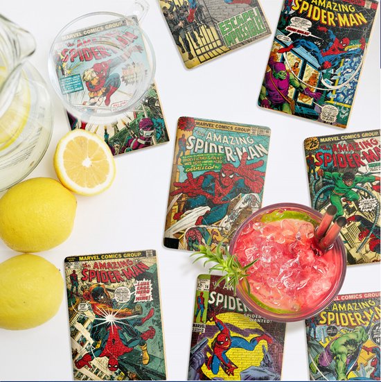 Marvel - Spider-Man - Set van 8 Onderzetters met Stripcover