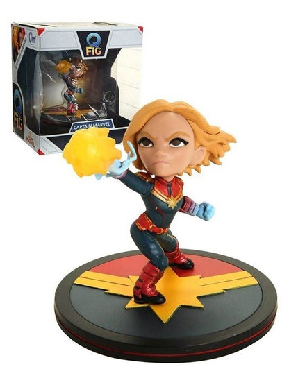 Quantum Mechanix Captain Marvel Q-Fig Beeldje Captain Marvel 9 cm Blauw Standaard